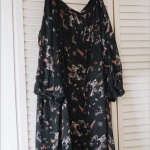 Floral Gray Off the Shoulder lace mini dress